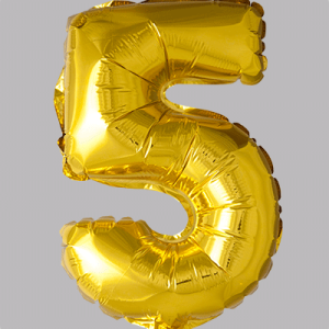 the-balloon-factory-cijfer-folie-ballonnen-6305 FOIL BALLOON No. 5 Gold 16 inch