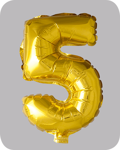 the-balloon-factory-cijfer-folie-ballonnen-6305 FOLIEBALLON No.5 Goud 16 inch