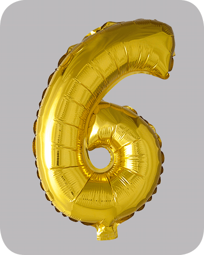the-balloon-factory-cijfer-folie-ballonnen-6306 FOLIEBALLON No.6 Goud 16 inch