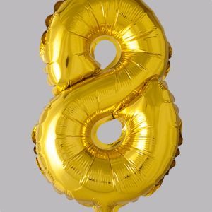 the-balloon-factory-cijfer-folie-ballonnen-6308 FOIL BALLOON No. 8 Gold 16 inch