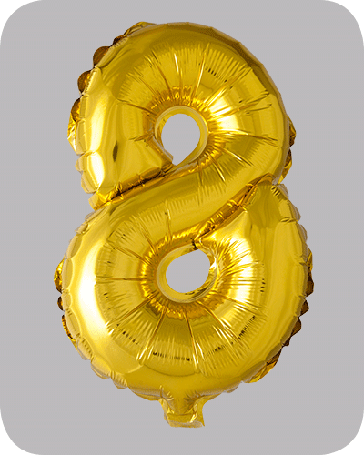 the-balloon-factory-cijfer-folie-ballonnen-6308 FOLIEBALLON No.8 Goud 16 inch