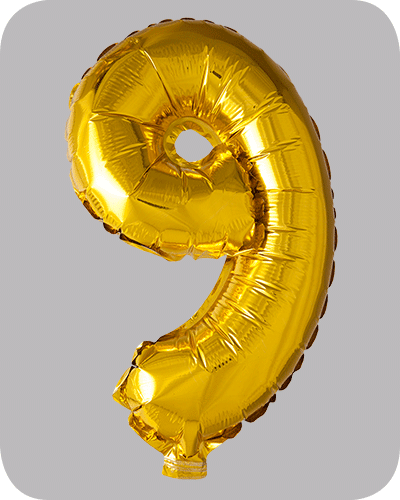 the-balloon-factory-cijfer-folie-ballonnen-6309 FOLIEBALLON No.9 Goud 16 inch