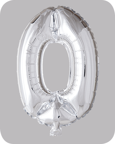 the-balloon-factory-cijfer-folie-ballonnen-6310 FOLIEBALLON No.0 Zilver 16 inch