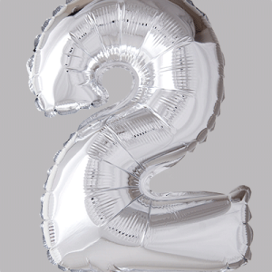 the-balloon-factory-cijfer-folie-ballonnen-6312 FOIL BALLOON No.2 Silver 16 inch