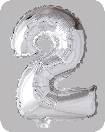 the-balloon-factory-cijfer-folie-ballonnen-6312 FOIL BALLOON No.2 Silver 16 inch
