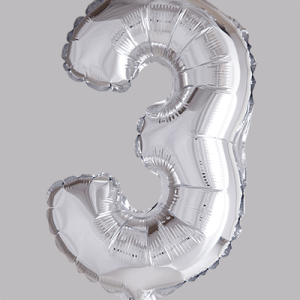the-balloon-factory-cijfer-folie-ballonnen-6313 FOIL BALLOON No.3 Silver 16 inch