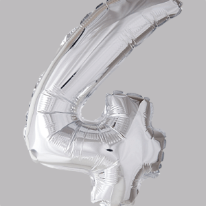 the-balloon-factory-cijfer-folie-ballonnen-6314 FOIL BALLOON No.4 Silver 16 inch