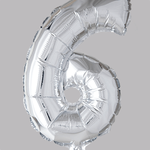 the-balloon-factory-cijfer-folie-ballonnen-6316 FOIL BALLOON No.6 Silver 16 inch