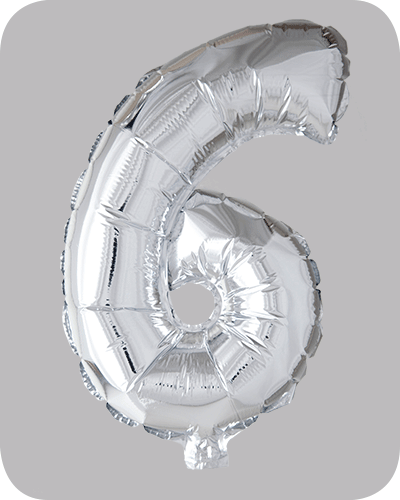 the-balloon-factory-cijfer-folie-ballonnen-6316 FOLIEBALLON No.6 Zilver 16 inch