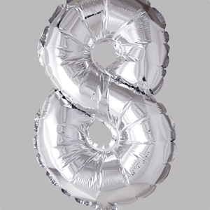 the-balloon-factory-cijfer-folie-ballonnen-6318 FOIL BALLOON No.8 Silver 16 inch