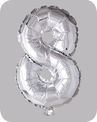 the-balloon-factory-cijfer-folie-ballonnen-6318 FOLIEBALLON No.8 Zilver 16 inch
