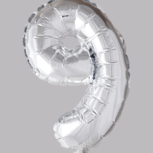 the-balloon-factory-cijfer-folie-ballonnen-6319 FOLIEBALLON No.9 Zilver 16 inch