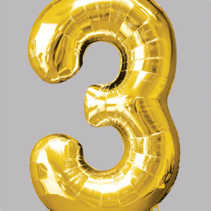 the-balloon-factory-cijfer-folie-ballonnen-6323-6343 FOIL BALLOON Gold 34 inch No. 3