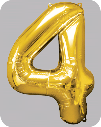 the-balloon-factory-cijfer-folie-ballonnen-6324-6344 FOLIEBALLON Goud 34 inch No. 4