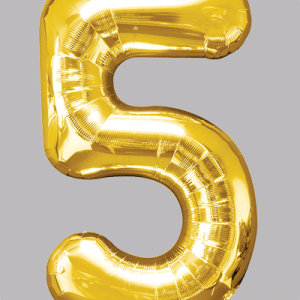 the-balloon-factory-cijfer-folie-ballonnen-6325-6345 FOIL BALLOON Gold 34 inch No. 5