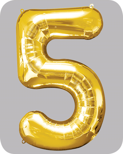 the-balloon-factory-cijfer-folie-ballonnen-6325-6345 FOLIEBALLON Goud 34 inch No. 5