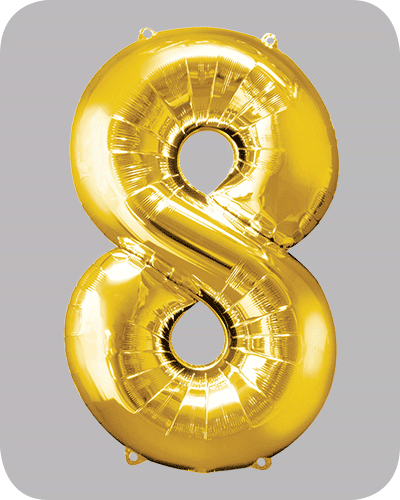 the-balloon-factory-cijfer-folie-ballonnen-6328-6348 FOLIEBALLON Goud 34 inch No. 8