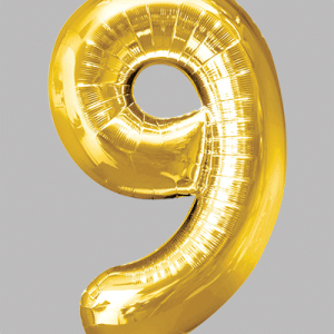 the-balloon-factory-cijfer-folie-ballonnen-6329-6349 FOIL BALLOON Gold 34 inch No. 9