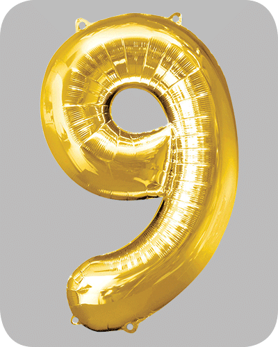 the-balloon-factory-cijfer-folie-ballonnen-6329-6349 FOLIEBALLON Goud 34 inch No. 9
