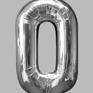 the-balloon-factory-cijfer-folie-ballonnen-6330-6350 FOIL BALLOON Silver 34 inch No. 0