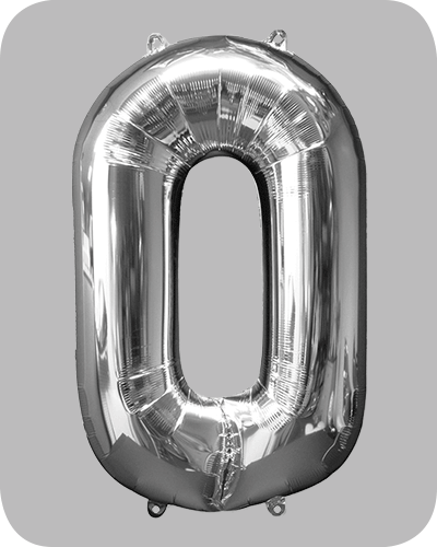 the-balloon-factory-cijfer-folie-ballonnen-6330-6350 FOLIEBALLON Zilver 34 inch No. 0