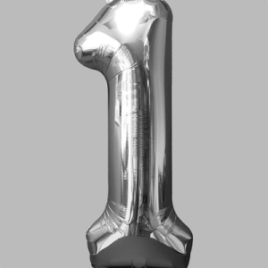 the-balloon-factory-cijfer-folie-ballonnen-6331-6351 FOIL BALLOON Silver 34 inch No. 1
