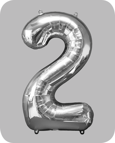 the-balloon-factory-cijfer-folie-ballonnen-6332-6352 FOIL BALLOON Silver 34 inch No. 2
