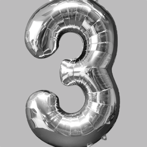 the-balloon-factory-cijfer-folie-ballonnen-6333-6353 FOIL BALLOON Silver 34 inch No. 3