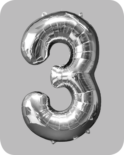 the-balloon-factory-cijfer-folie-ballonnen-6333-6353 FOIL BALLOON Silver 34 inch No. 3