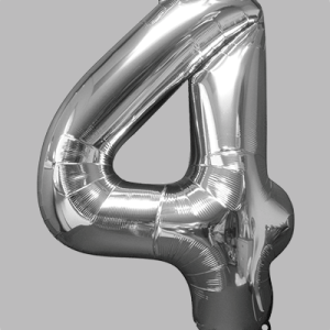 the-balloon-factory-cijfer-folie-ballonnen-6334-6354 FOIL BALLOON Silver 34 inch No. 4