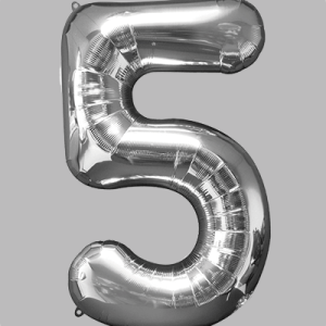 the-balloon-factory-cijfer-folie-ballonnen-6335-6355 FOIL BALLOON Silver 34 inch No. 5