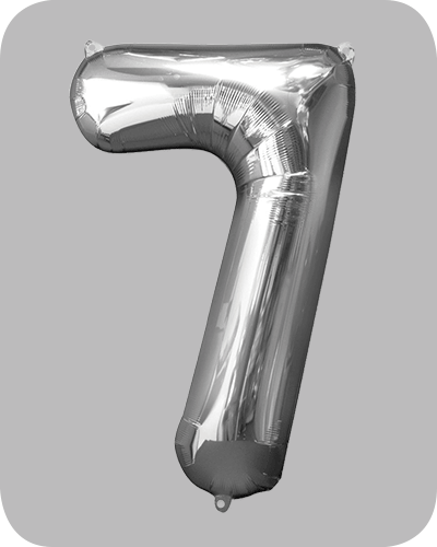 the-balloon-factory-cijfer-folie-ballonnen-6337-6357 FOIL BALLOON Silver 34 inch No. 7