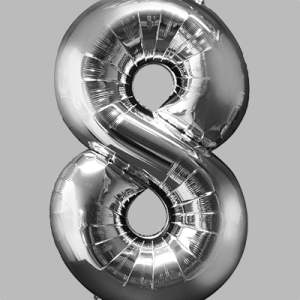 the-balloon-factory-cijfer-folie-ballonnen-6338-6358 FOIL BALLOON Silver 34 inch No. 8