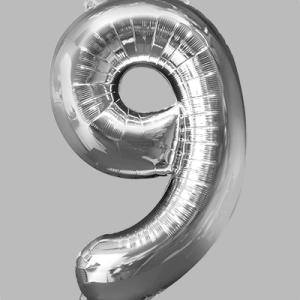 the-balloon-factory-cijfer-folie-ballonnen-6339-6359 FOIL BALLOON Silver 34 inch No. 9