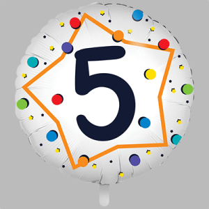 the-balloon-factory-cijfer-folie-ballonnen-6365 FOLIEBALLON Rond 18 inch "5"